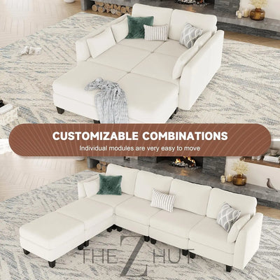 Modular Sectional Sofa, Convertible U Shaped Sofa Couch with High Density Memory Foam, 6 Seat Comfy Modular Sofa Couch for Living Room, Modern U Shaped Sectional Sofa, Dimgrey THE Z HUT