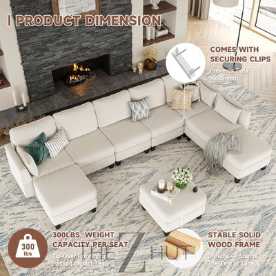 Modular Sectional Sofa, Convertible U Shaped Sofa Couch with High Density Memory Foam, 6 Seat Comfy Modular Sofa Couch for Living Room, Modern U Shaped Sectional Sofa, Dimgrey THE Z HUT