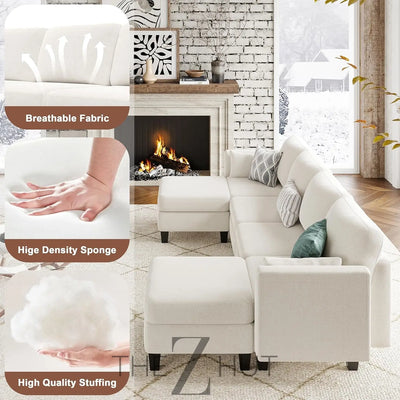 Modular Sectional Sofa, Convertible U Shaped Sofa Couch with High Density Memory Foam, 6 Seat Comfy Modular Sofa Couch for Living Room, Modern U Shaped Sectional Sofa, Dimgrey THE Z HUT