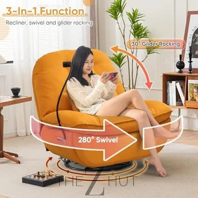 Oversized Electric Recliner Chair, 270 Swivel Rocking Glider Rocker for Adults Modern Ergonomic Lounge Chair Living Room with Phone Stand & Smart Voice Control Theater Seating infinity Picks