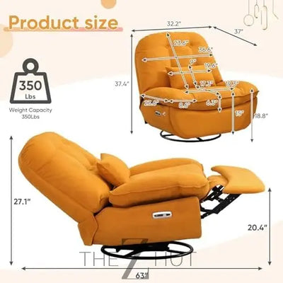 Oversized Electric Recliner Chair, 270 Swivel Rocking Glider Rocker for Adults Modern Ergonomic Lounge Chair Living Room with Phone Stand & Smart Voice Control Theater Seating infinity Picks