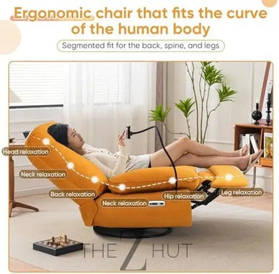 Oversized Electric Recliner Chair, 270 Swivel Rocking Glider Rocker for Adults Modern Ergonomic Lounge Chair Living Room with Phone Stand & Smart Voice Control Theater Seating infinity Picks