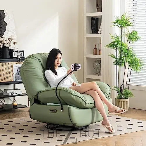 Oversized Electric Recliner Chair, 270 Swivel Rocking Glider Rocker for Adults Modern Ergonomic Lounge Chair Living Room with Phone Stand & Smart Voice Control Theater Seating infinity Picks
