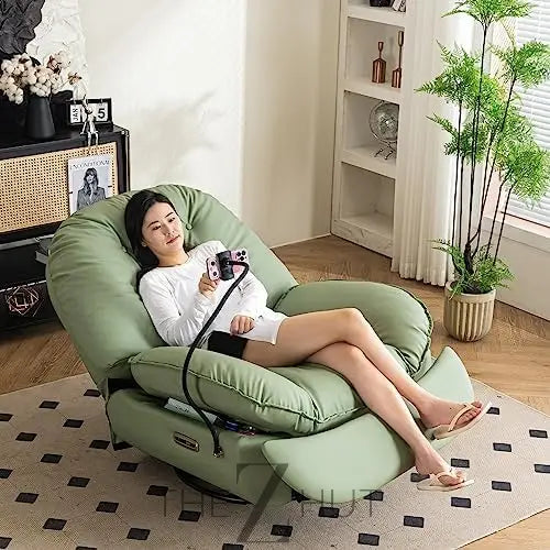 Oversized Electric Recliner Chair, 270 Swivel Rocking Glider Rocker for Adults Modern Ergonomic Lounge Chair Living Room with Phone Stand & Smart Voice Control Theater Seating infinity Picks