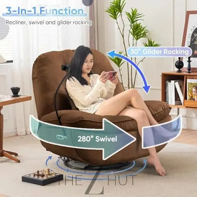 Oversized Electric Recliner Chair, 270 Swivel Rocking Glider Rocker for Adults Modern Ergonomic Lounge Chair Living Room with Phone Stand & Smart Voice Control Theater Seating infinity Picks