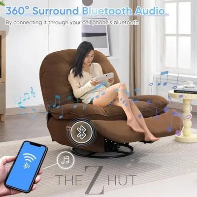 Oversized Electric Recliner Chair, 270 Swivel Rocking Glider Rocker for Adults Modern Ergonomic Lounge Chair Living Room with Phone Stand & Smart Voice Control Theater Seating infinity Picks