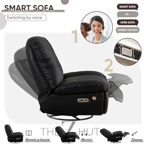 Oversized Electric Recliner Chair, 270 Swivel Rocking Glider Rocker for Adults Modern Ergonomic Lounge Chair Living Room with Phone Stand & Smart Voice Control Theater Seating infinity Picks