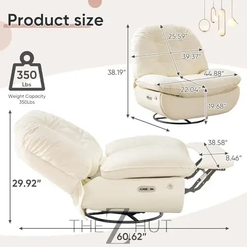 Oversized Electric Recliner Chair, 270 Swivel Rocking Glider Rocker for Adults Modern Ergonomic Lounge Chair Living Room with Phone Stand & Smart Voice Control Theater Seating infinity Picks