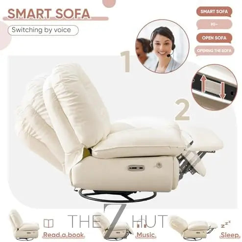 Oversized Electric Recliner Chair, 270 Swivel Rocking Glider Rocker for Adults Modern Ergonomic Lounge Chair Living Room with Phone Stand & Smart Voice Control Theater Seating infinity Picks