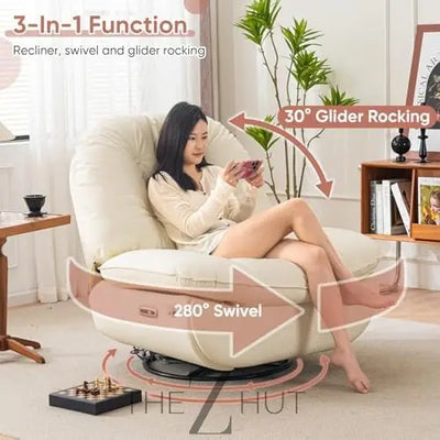 Oversized Electric Recliner Chair, 270 Swivel Rocking Glider Rocker for Adults Modern Ergonomic Lounge Chair Living Room with Phone Stand & Smart Voice Control Theater Seating infinity Picks