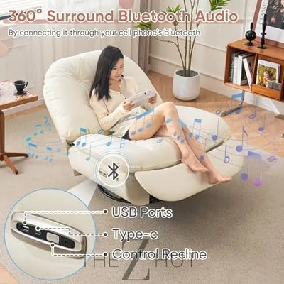 Oversized Electric Recliner Chair, 270 Swivel Rocking Glider Rocker for Adults Modern Ergonomic Lounge Chair Living Room with Phone Stand & Smart Voice Control Theater Seating infinity Picks