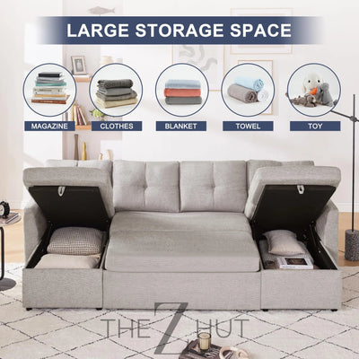 Oversized Sleeper Sofa Couch, 110 inch 2 in 1 Pullout Couch Bed with Double Storage Chaise, Sectional Sleeper Sofa Bed with Side Pocket for Living Room, Dark Grey THE Z HUT