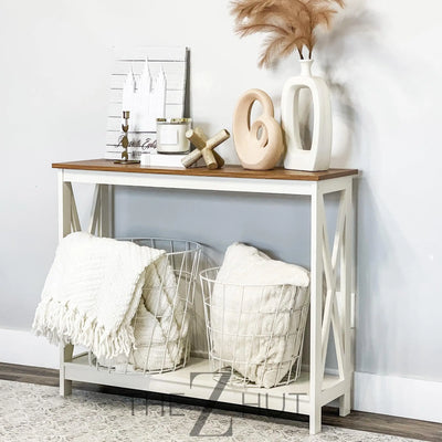 PHI VILLA End Table Living Room Set of 2 - Farmhouse Bed Side Table Nightstands for Bedroom, Ivory White Small Side Table THE Z HUT