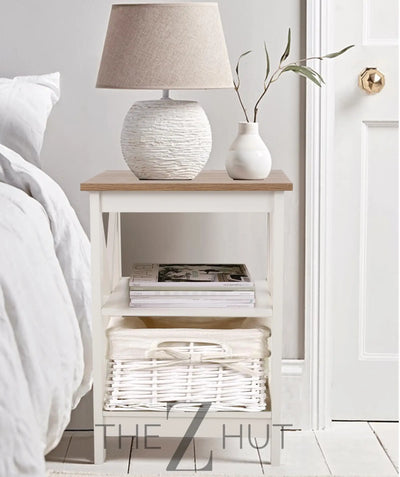 PHI VILLA End Table Living Room Set of 2 - Farmhouse Bed Side Table Nightstands for Bedroom, Ivory White Small Side Table THE Z HUT