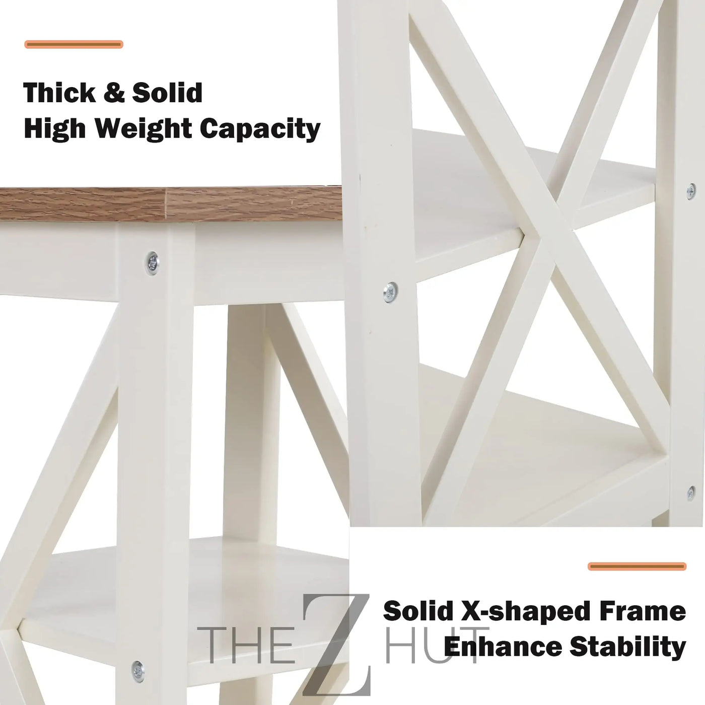 PHI VILLA End Table Living Room Set of 2 - Farmhouse Bed Side Table Nightstands for Bedroom, Ivory White Small Side Table THE Z HUT