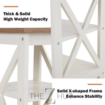 PHI VILLA End Table Living Room Set of 2 - Farmhouse Bed Side Table Nightstands for Bedroom, Ivory White Small Side Table THE Z HUT