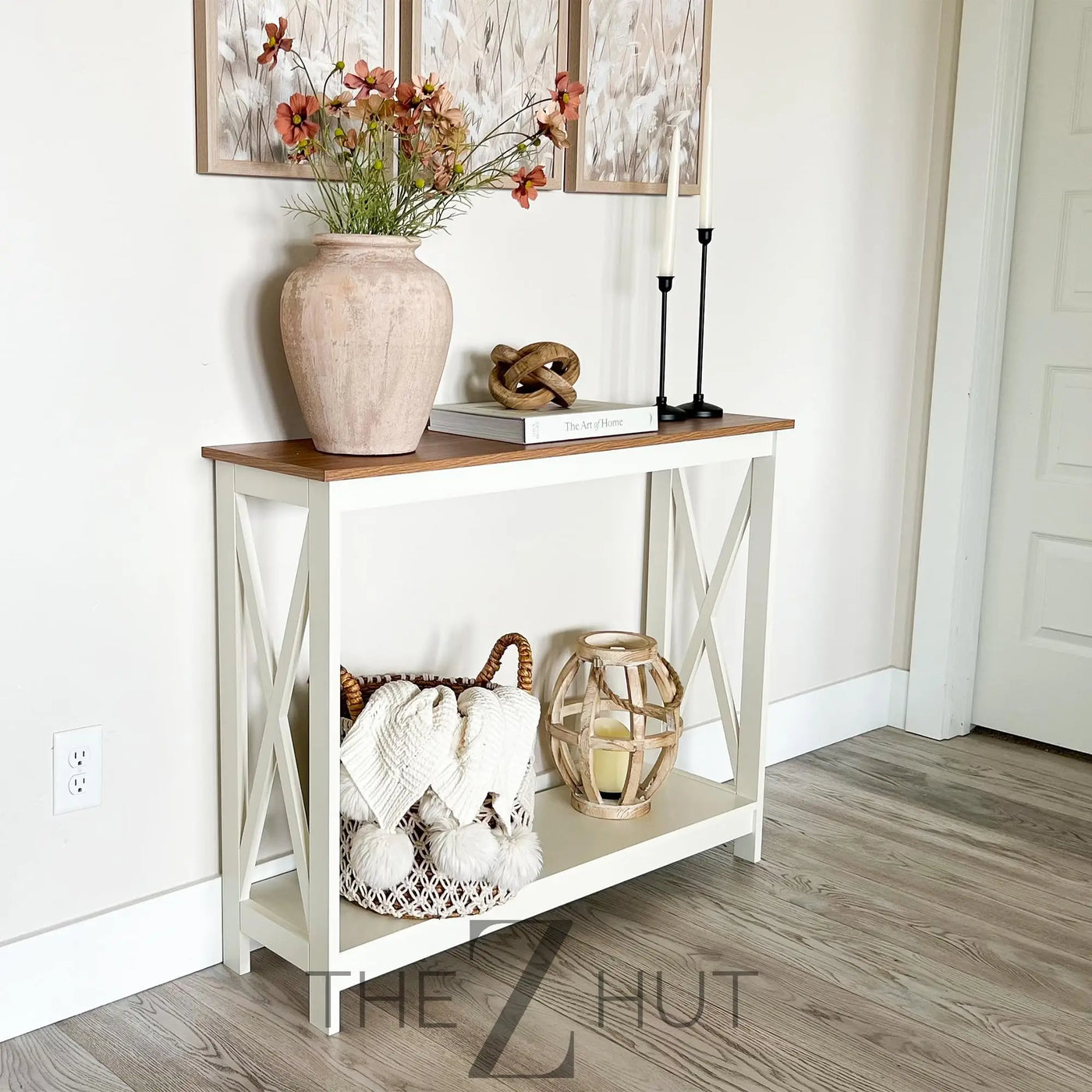 PHI VILLA End Table Living Room Set of 2 - Farmhouse Bed Side Table Nightstands for Bedroom, Ivory White Small Side Table THE Z HUT