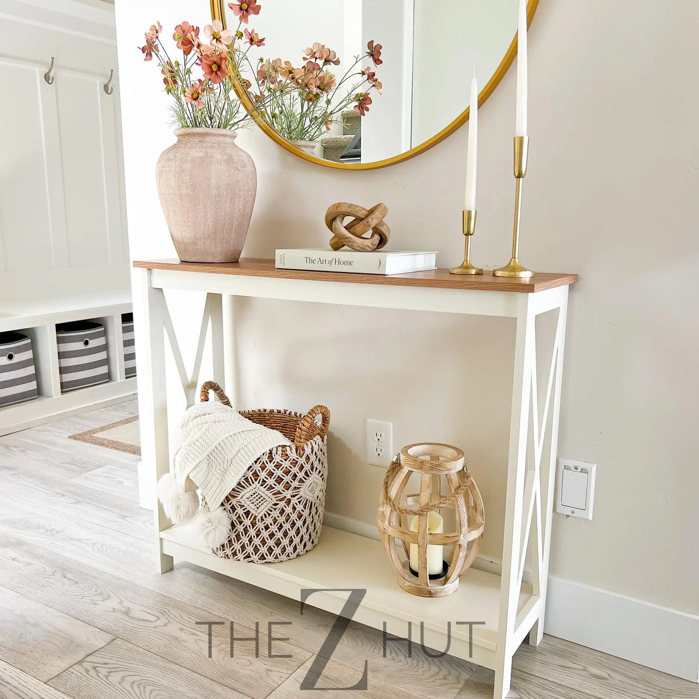PHI VILLA End Table Living Room Set of 2 - Farmhouse Bed Side Table Nightstands for Bedroom, Ivory White Small Side Table THE Z HUT