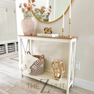 PHI VILLA End Table Living Room Set of 2 - Farmhouse Bed Side Table Nightstands for Bedroom, Ivory White Small Side Table THE Z HUT