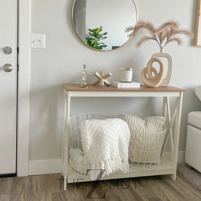 PHI VILLA End Table Living Room Set of 2 - Farmhouse Bed Side Table Nightstands for Bedroom, Ivory White Small Side Table THE Z HUT