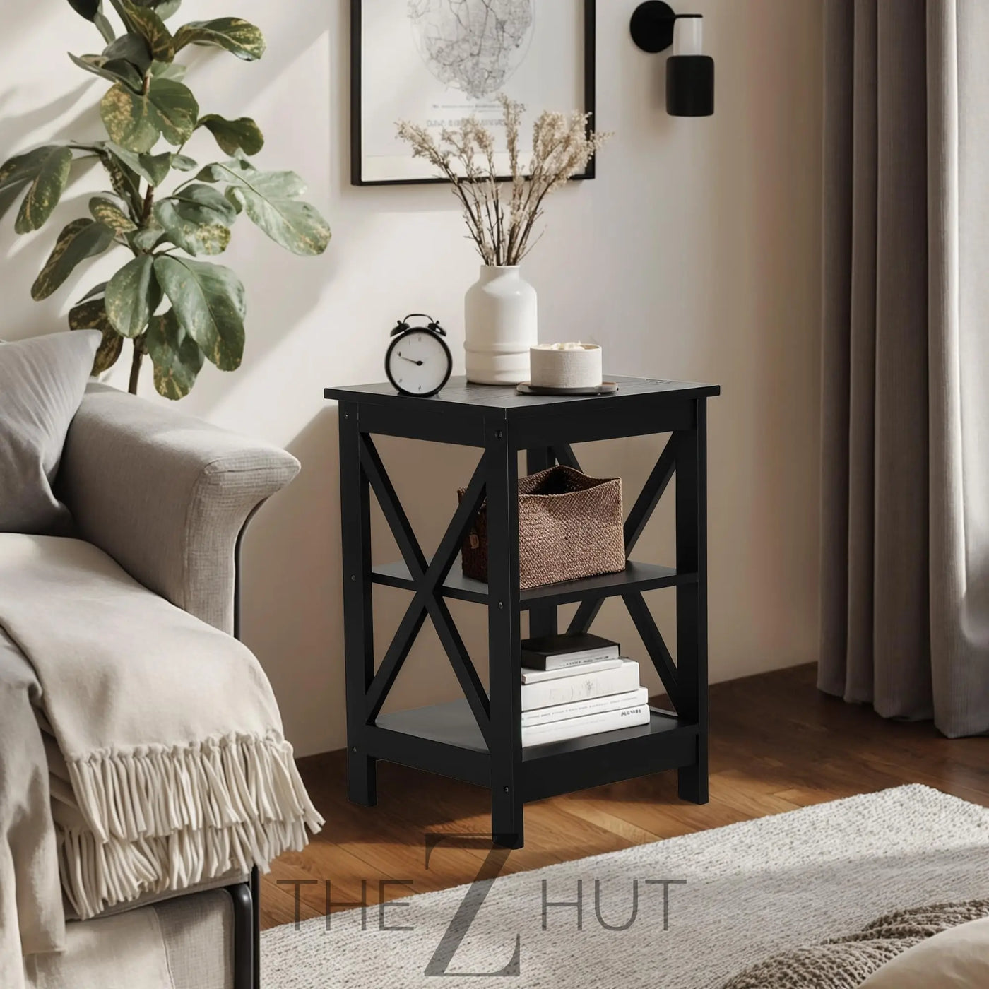 PHI VILLA End Table Living Room Set of 2 - Farmhouse Bed Side Table Nightstands for Bedroom, Ivory White Small Side Table THE Z HUT