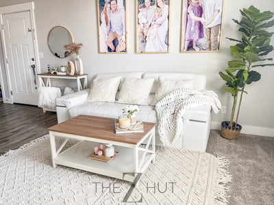 PHI VILLA End Table Living Room Set of 2 - Farmhouse Bed Side Table Nightstands for Bedroom, Ivory White Small Side Table THE Z HUT