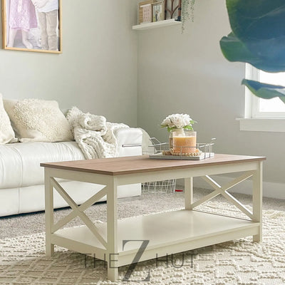 PHI VILLA End Table Living Room Set of 2 - Farmhouse Bed Side Table Nightstands for Bedroom, Ivory White Small Side Table THE Z HUT