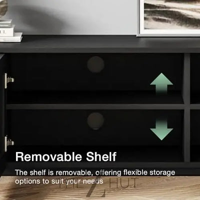 POVISON Mid Century Modern Wood Slatted TV Stand with LED Lights, Media Console for 85+ Inch TV, Entertainment Center with Storage Cabinet for Living Room, Fully-Assembled (Dark Wood, 118.11") THE Z HUT