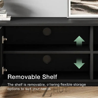 POVISON Mid Century Modern Wood Slatted TV Stand with LED Lights, Media Console for 85+ Inch TV, Entertainment Center with Storage Cabinet for Living Room, Fully-Assembled (Dark Wood, 118.11") THE Z HUT