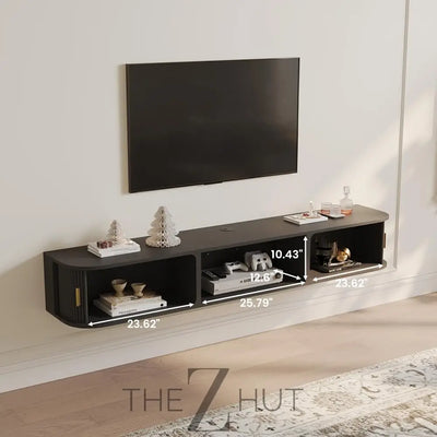 POVISON Sliding Tambour Door TV Stand with LED Lights, Mid Century Modern TV Console, Wood Media Console, Entertainment Center with Storage Cabinet, Fully-Assembled (Walnut, 118.11") THE Z HUT