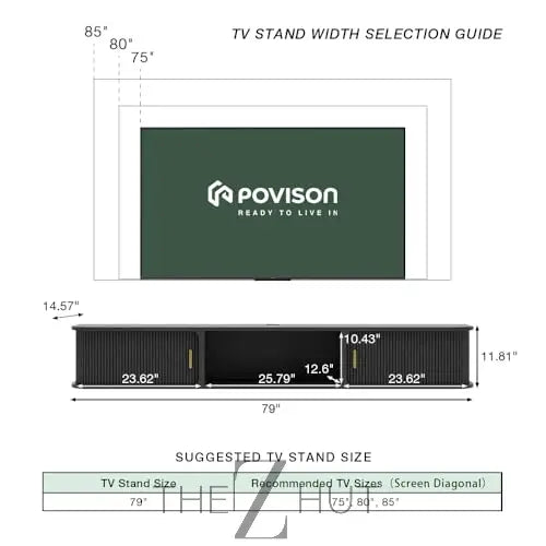 POVISON Sliding Tambour Door TV Stand with LED Lights, Mid Century Modern TV Console, Wood Media Console, Entertainment Center with Storage Cabinet, Fully-Assembled (Walnut, 118.11") THE Z HUT