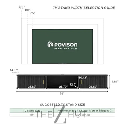 POVISON Sliding Tambour Door TV Stand with LED Lights, Mid Century Modern TV Console, Wood Media Console, Entertainment Center with Storage Cabinet, Fully-Assembled (Walnut, 118.11") THE Z HUT