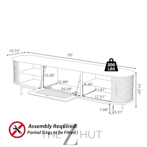 POVISON Sliding Tambour Door TV Stand with LED Lights, Mid Century Modern TV Console, Wood Media Console, Entertainment Center with Storage Cabinet, Fully-Assembled (Walnut, 118.11") THE Z HUT