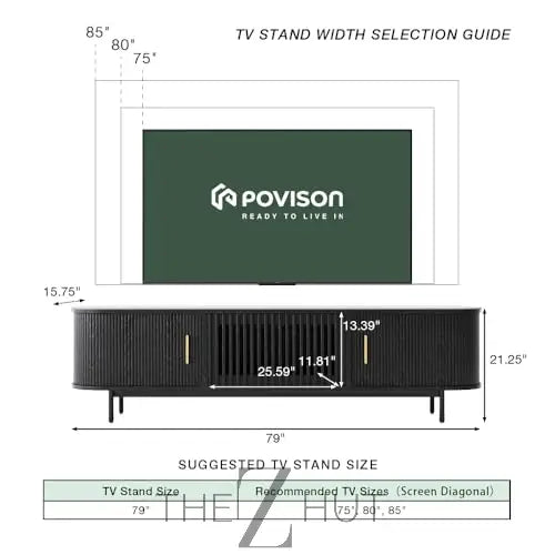 POVISON Sliding Tambour Door TV Stand with LED Lights, Mid Century Modern TV Console, Wood Media Console, Entertainment Center with Storage Cabinet, Fully-Assembled (Walnut, 118.11") THE Z HUT