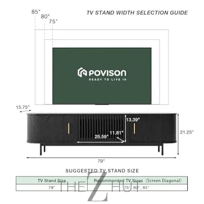 POVISON Sliding Tambour Door TV Stand with LED Lights, Mid Century Modern TV Console, Wood Media Console, Entertainment Center with Storage Cabinet, Fully-Assembled (Walnut, 118.11") THE Z HUT
