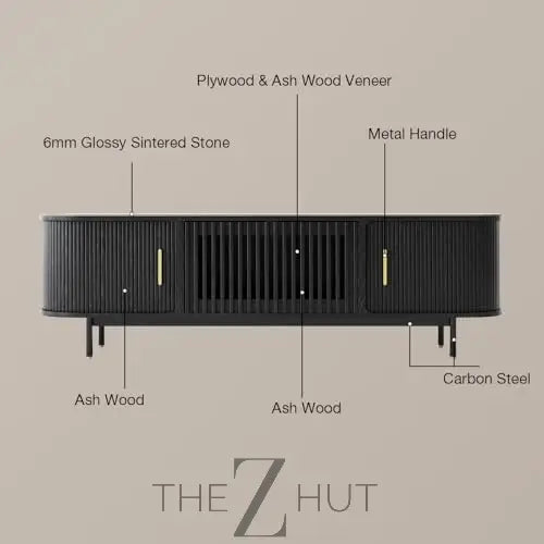 POVISON Sliding Tambour Door TV Stand with LED Lights, Mid Century Modern TV Console, Wood Media Console, Entertainment Center with Storage Cabinet, Fully-Assembled (Walnut, 118.11") THE Z HUT