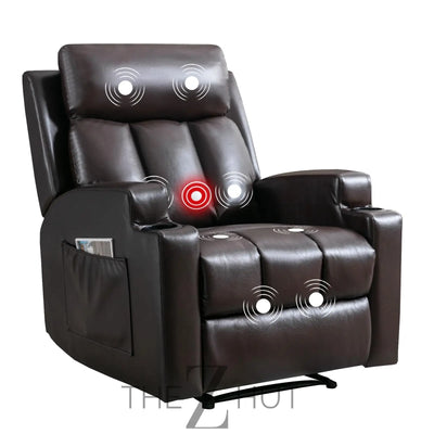 Phoenix Home Manual Recliner Chair with Massage and Heat Ergonomic Overstuffed Breathable Fabric Reclining Chair with 2 Side Pockets, 2 Cup Holders, Remote Control, Living Room, Bedroom,Dark Gray THE Z HUT