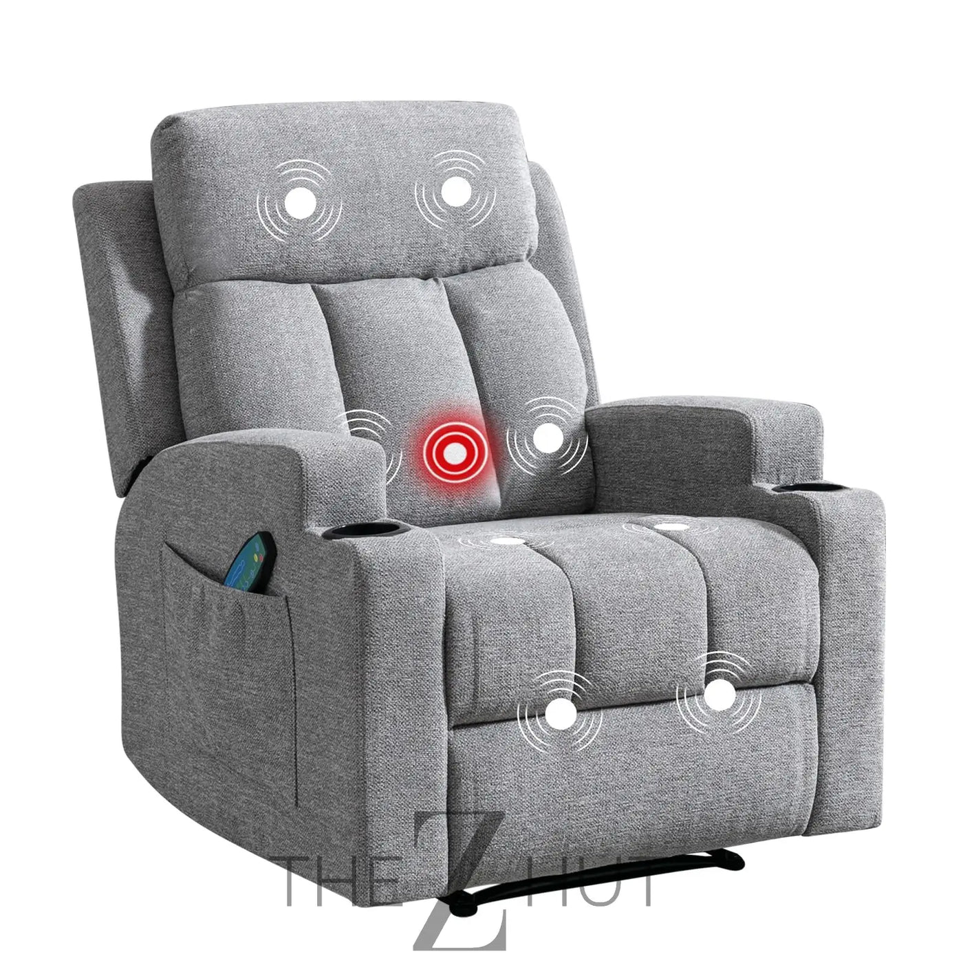 Phoenix Home Manual Recliner Chair with Massage and Heat Ergonomic Overstuffed Breathable Fabric Reclining Chair with 2 Side Pockets, 2 Cup Holders, Remote Control, Living Room, Bedroom,Dark Gray THE Z HUT