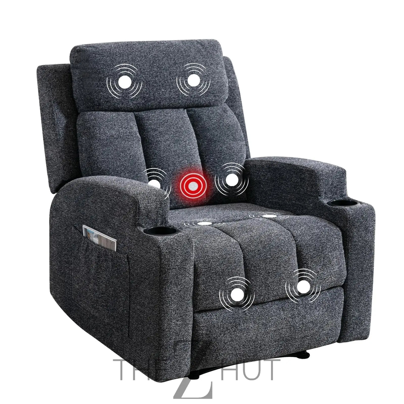 Phoenix Home Manual Recliner Chair with Massage and Heat Ergonomic Overstuffed Breathable Fabric Reclining Chair with 2 Side Pockets, 2 Cup Holders, Remote Control, Living Room, Bedroom,Dark Gray THE Z HUT