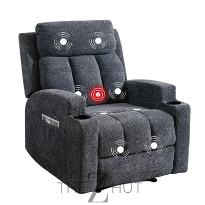 Phoenix Home Manual Recliner Chair with Massage and Heat Ergonomic Overstuffed Breathable Fabric Reclining Chair with 2 Side Pockets, 2 Cup Holders, Remote Control, Living Room, Bedroom,Dark Gray THE Z HUT