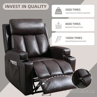 Phoenix Home Manual Recliner Chair with Massage and Heat Ergonomic Overstuffed Breathable Fabric Reclining Chair with 2 Side Pockets, 2 Cup Holders, Remote Control, Living Room, Bedroom,Dark Gray THE Z HUT