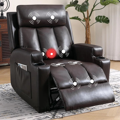 Phoenix Home Manual Recliner Chair with Massage and Heat Ergonomic Overstuffed Breathable Fabric Reclining Chair with 2 Side Pockets, 2 Cup Holders, Remote Control, Living Room, Bedroom,Dark Gray THE Z HUT