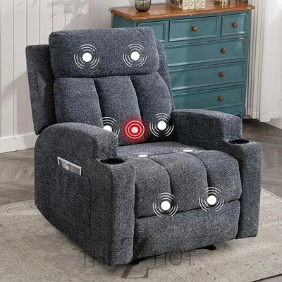 Phoenix Home Manual Recliner Chair with Massage and Heat Ergonomic Overstuffed Breathable Fabric Reclining Chair with 2 Side Pockets, 2 Cup Holders, Remote Control, Living Room, Bedroom,Dark Gray THE Z HUT
