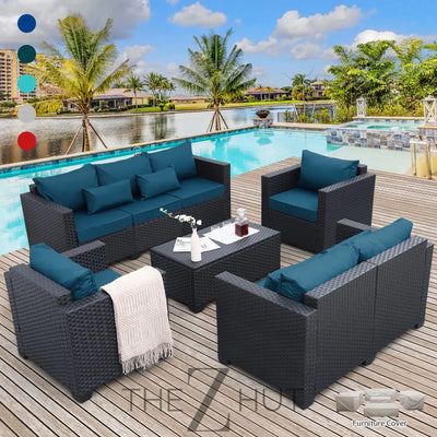 Rattaner 5-Piece Patio Furniture Sofa Set Outdoor Wicker Sectional Couch with Storage Table Non-Slip Cushions Furniture Covers, Grey THE Z HUT