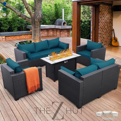 Rattaner 5-Piece Patio Furniture Sofa Set Outdoor Wicker Sectional Couch with Storage Table Non-Slip Cushions Furniture Covers, Grey THE Z HUT