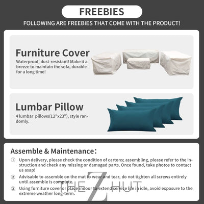 Rattaner 5-Piece Patio Furniture Sofa Set Outdoor Wicker Sectional Couch with Storage Table Non-Slip Cushions Furniture Covers, Grey THE Z HUT