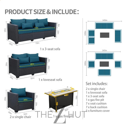 Rattaner 5-Piece Patio Furniture Sofa Set Outdoor Wicker Sectional Couch with Storage Table Non-Slip Cushions Furniture Covers, Grey THE Z HUT