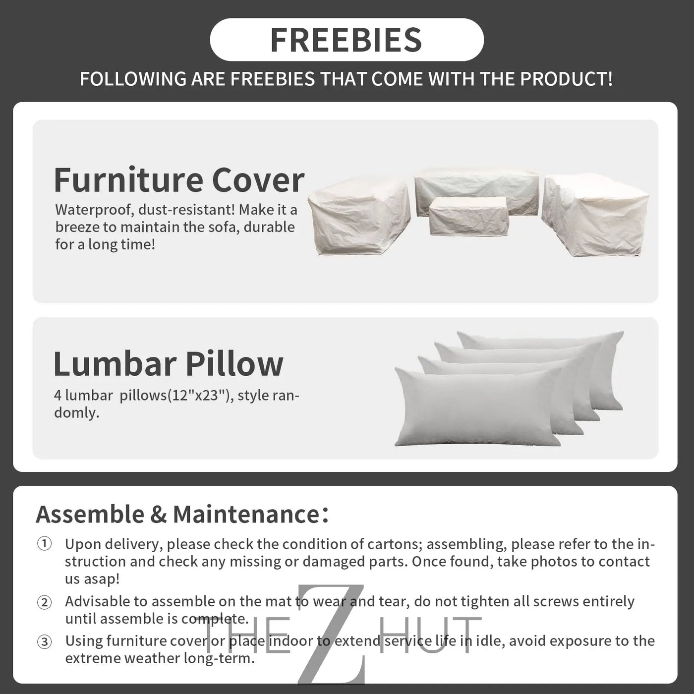Rattaner 5-Piece Patio Furniture Sofa Set Outdoor Wicker Sectional Couch with Storage Table Non-Slip Cushions Furniture Covers, Grey THE Z HUT
