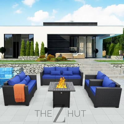 Rattaner 5-Piece Patio Furniture Sofa Set Outdoor Wicker Sectional Couch with Storage Table Non-Slip Cushions Furniture Covers, Grey THE Z HUT