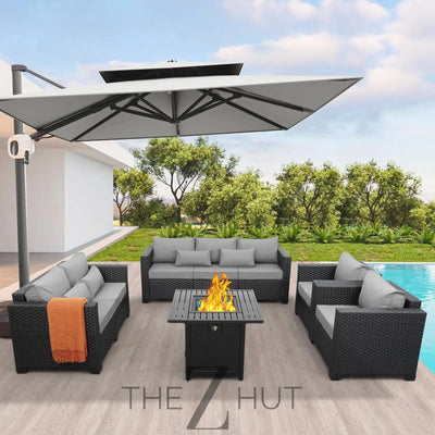 Rattaner 5-Piece Patio Furniture Sofa Set Outdoor Wicker Sectional Couch with Storage Table Non-Slip Cushions Furniture Covers, Grey THE Z HUT